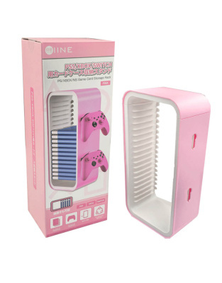 Стелаж для зберігання 18 ігрових дисків PS5/PS4/Xbox One/switch та 4 геймпадів Рожева 