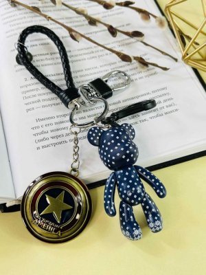 Брелок Bearbrick Ромбики Капитан Америка (Синий) Тройной