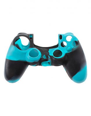 Силиконовый чехол на джойстик PS4 / slim / Pro Черно-Бирюзовый