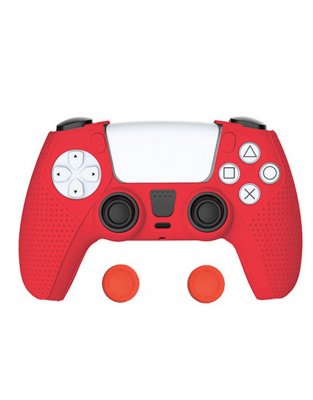 Силиконовый чехол + накладки на стики для DualSense PS5 TP5-0559 Красный