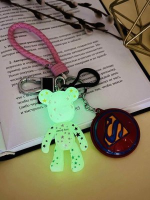 Брелок Bearbrick Супермен (Фосфорный) Тройной