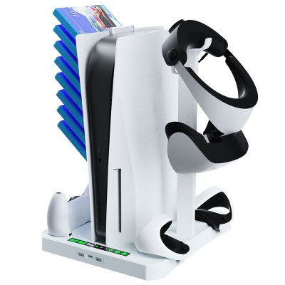 Багатофункціональна охолоджуюча підставка для PS5 / PSVR2 із зарядною базою, стійкою для дисків та тримачем для шолома