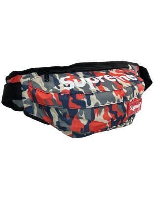 Сумка-бананка Supreme Камуфляж (Красная)