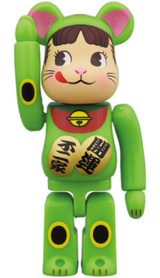 Bearbrick Peko Lucky Cat (Зелений) 400% (28см)