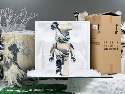 Bearbrick Фігурка Katsushika Hokusai (Kanagawa Okinami Ura) "Велика хвиля в Канагаві" 1000% (70см)