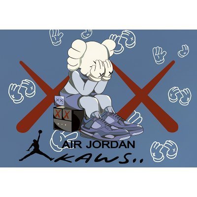 Ковер Kaws Air Jordan Passing Through Горизонтальный Синий