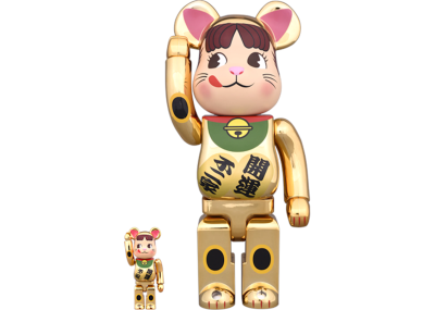 Bearbrick Peko-Chan Beckoning Cat Gold 400% (28см)