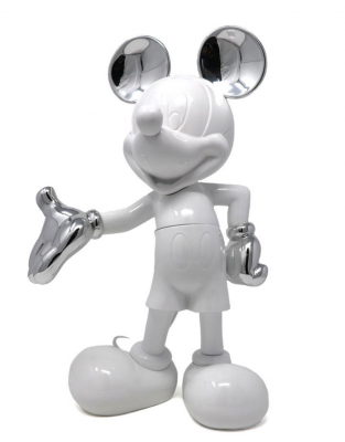 Микки Маус Дизайнерская фигурка лакированный белый и серебристый металлик 30 см