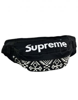 Сумка-бананка Supreme принт (черно-белая)