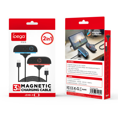 Магнітний кабель зарядки 2-в-1 для контролерів Nintendo Switch 2, 3 м (IPEGA PG-SW2119A)