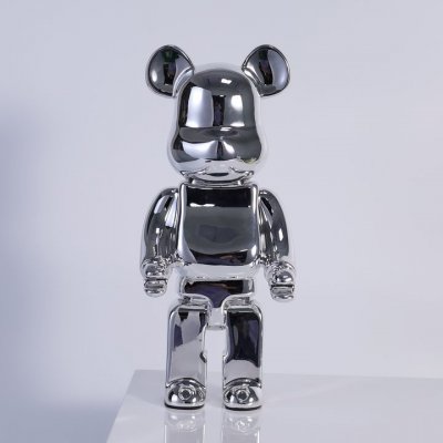 Bearbrick Смола Металлик Серебро 400% (28см)