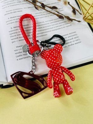 Брелок Bearbrick Ромбики Супермен (Красный) Двойной