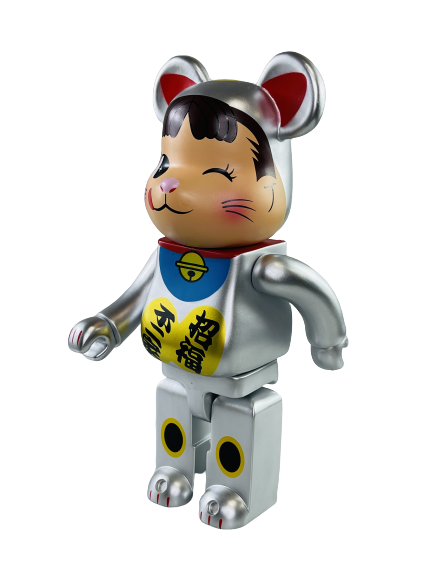 Bearbrick Манеки Неко Поко-чан Серебро 400% (28см)