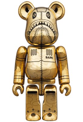 Bearbrick x BAPE x Hajime Sorayama Camo Shark Gold 400% (28см)