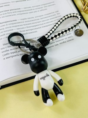 Брелок Bearbrick с ремешком Crazy smiles (Черно-белый)