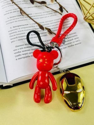 Брелок Bearbrick Звезды Железный человек (Красный) Двойной