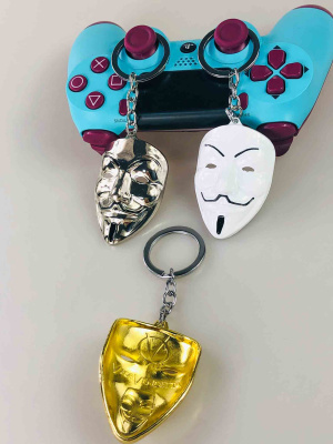Брелок маска Guy Fawkes (V for Vendetta), металевий — колір на вибір