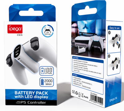 Зовнішній акумулятор ipega PG-P5042 з LED-дисплеєм для контролера PS5 (2000 mAh)