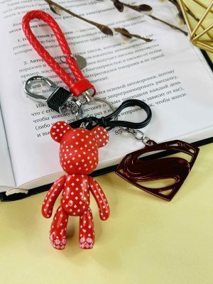 Брелок Bearbrick Ромбики Супермен (Красный) Тройной