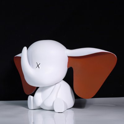 Дизайнерская Фигурка Слон Белый Сидячий