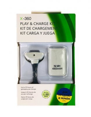 Xbox 360 Зарядка для джойстика 2 в 1 Белая