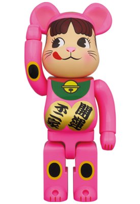 Bearbrick Peko Lucky Cat (Рожевий) 400% (28см)