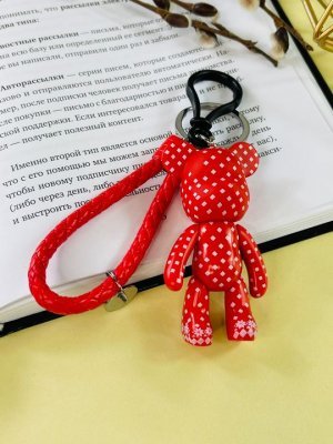 Брелок Bearbrick с ремешком Ромбики (Красный)