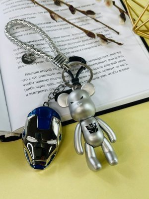 Брелок Bearbrick Железный Человек (Серебряный) Двойной