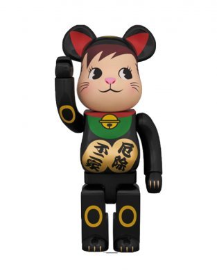 Bearbrick Манеки Неко Поко-чан Черный 400% (28см)