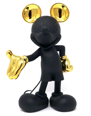 Микки Маус Дизайнерская фигурка матовый черный и золотой металлик 30 см