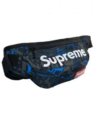 Сумка-бананка Supreme Абстракция (Черно-синяя)