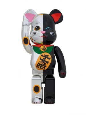 Bearbrick Maneki Neko Silver_Black 400% (28см)
