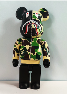 Bearbrick x BAPE x Camo Shark Hoodie (Green) 400% (28см)