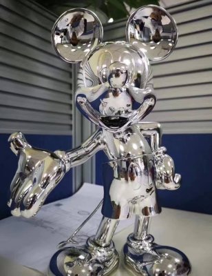 Міккі Маус Дизайнерська фігурка лакований сріблястий металік (60см)