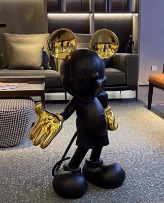 Міккі Маус Дизайнерська фігурка матовий чорний та золотий металік (60см)