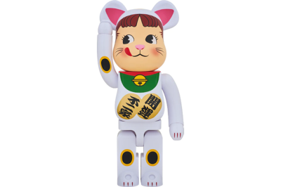 Bearbrick Peko-Chan Beckoning Cat Silver 400% (28см)