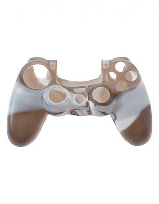 Силиконовый чехол на джойстик PS4 / Slim / Pro  Бело-Коричневый