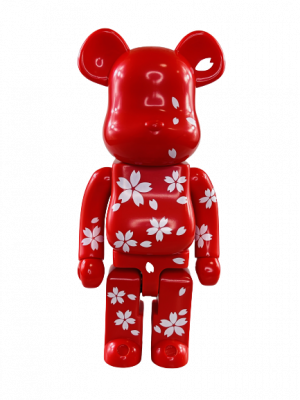 Bearbrick Japan Cool (Красный с белыми цветами) 400% (28 см)
