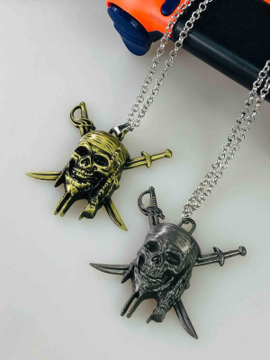 Підвіска з черепом на ланцюжку — геймерський кулон Skull із мечами
