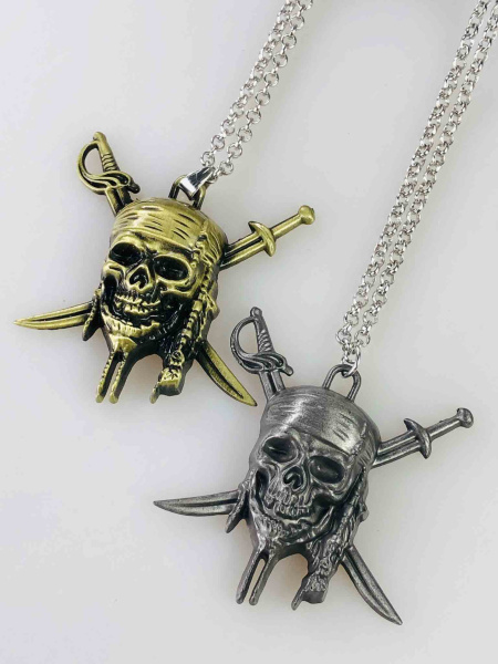 Підвіска з черепом на ланцюжку — геймерський кулон Skull із мечами