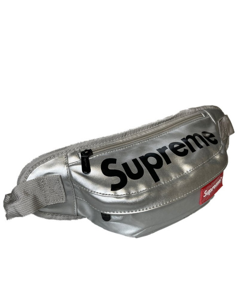 Сумка-бананка Supreme эко-кожа (Серебряная)