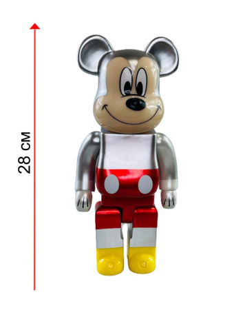 Bearbrick Микки Маус "90 лет" Серебряный 400% (28 см)