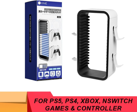 Стелаж для Зберігання 18 Ігрових Дисків та 4 Геймпадів (Білий)