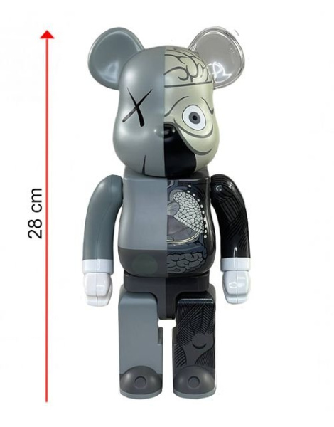 Bearbrick x Kaws Dissected Companion Беарбрик серый 400% (28см)