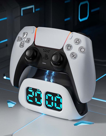 Багатофункціональна зарядна база для геймпада PS5 з LED годинником та будильником Aolion AL-P5486