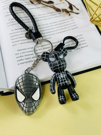 Брелок Bearbrick Человек паук (Черный) Двойной