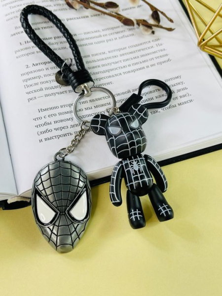 Брелок Bearbrick Человек паук (Черный) Двойной