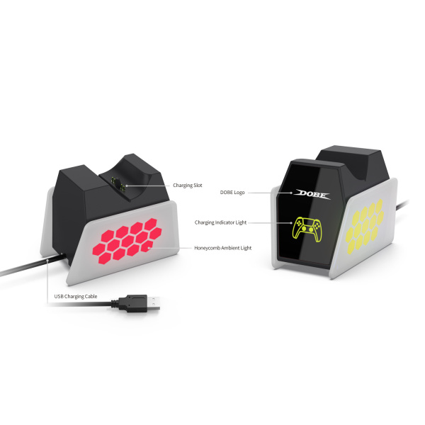 DOBE TP5‑35132 — RGB док‑зарядка PS5 (DualSense/Edge)