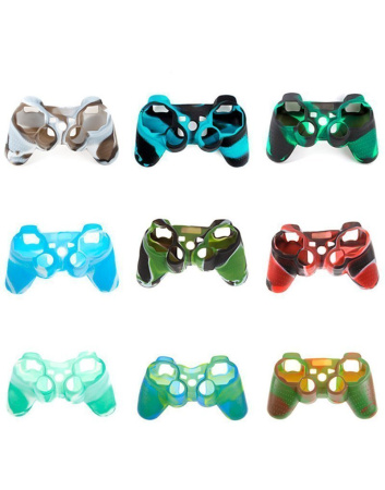Силиконовый чехол на джойстик PS3 Черно-Зеленый