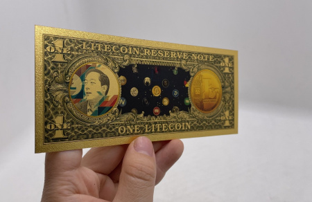 Позолочена сувенірна банкнота 1 Litecoin 155*76mm